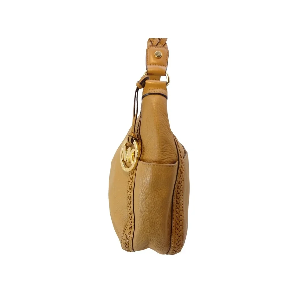 Michael Kors Hobo Bag Large Tan Good Braided Leather Gold Hardware Bag